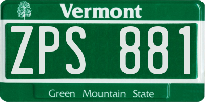 VT license plate ZPS881