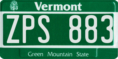 VT license plate ZPS883