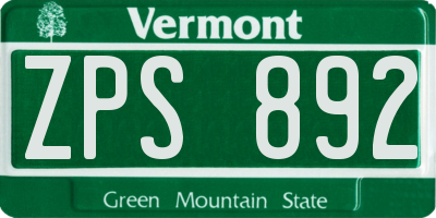 VT license plate ZPS892
