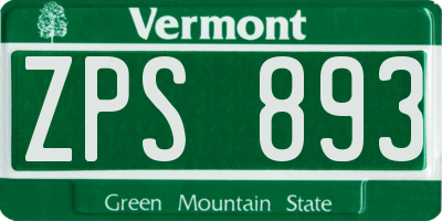 VT license plate ZPS893