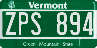 VT license plate ZPS894