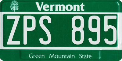 VT license plate ZPS895