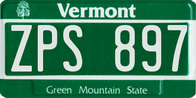 VT license plate ZPS897