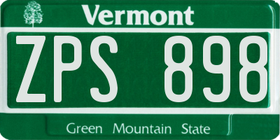 VT license plate ZPS898