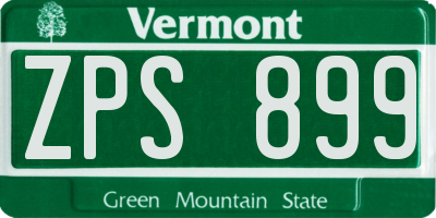 VT license plate ZPS899