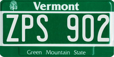 VT license plate ZPS902