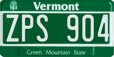 VT license plate ZPS904