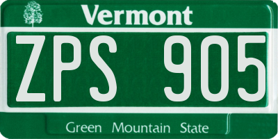 VT license plate ZPS905