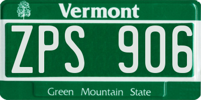 VT license plate ZPS906
