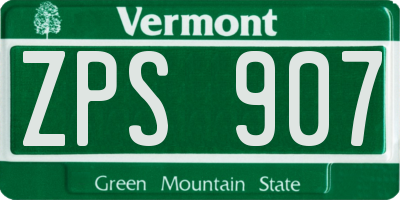 VT license plate ZPS907