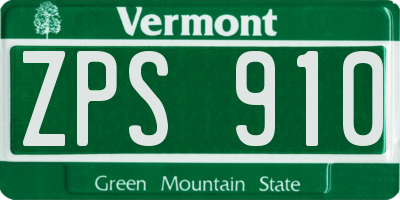 VT license plate ZPS910