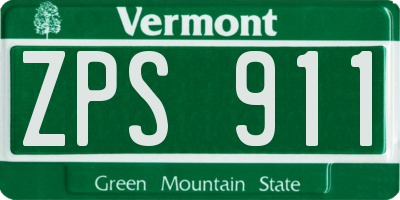 VT license plate ZPS911