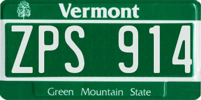 VT license plate ZPS914