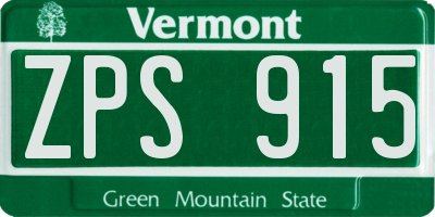 VT license plate ZPS915