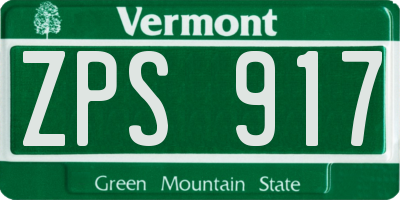 VT license plate ZPS917