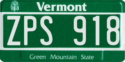 VT license plate ZPS918