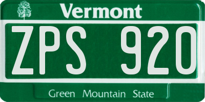 VT license plate ZPS920