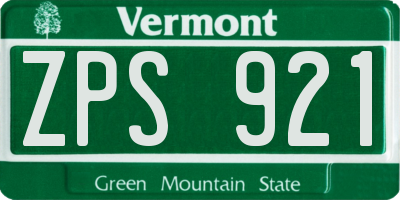 VT license plate ZPS921