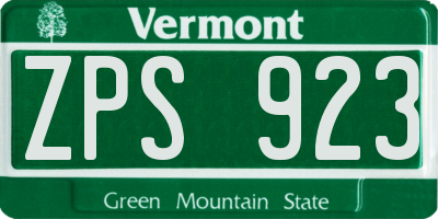 VT license plate ZPS923