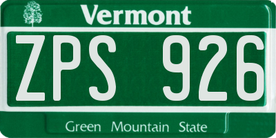 VT license plate ZPS926