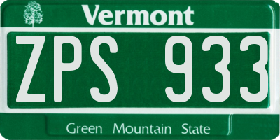 VT license plate ZPS933