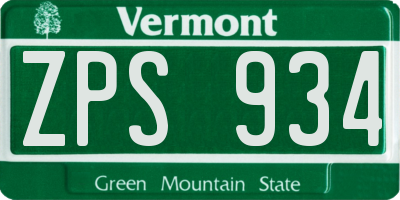 VT license plate ZPS934