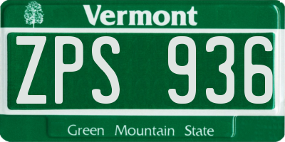 VT license plate ZPS936