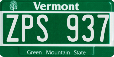 VT license plate ZPS937