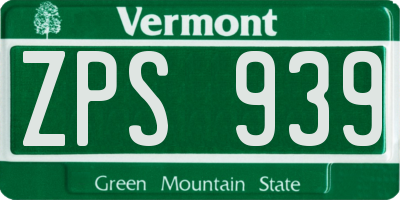 VT license plate ZPS939