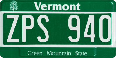 VT license plate ZPS940