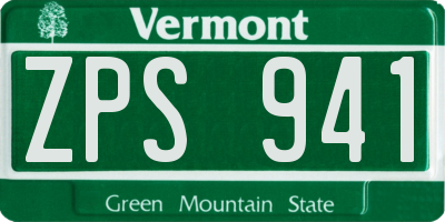 VT license plate ZPS941