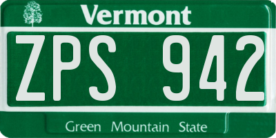 VT license plate ZPS942