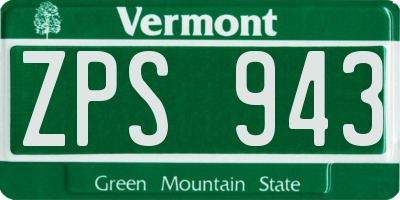 VT license plate ZPS943