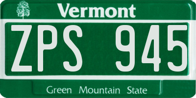 VT license plate ZPS945