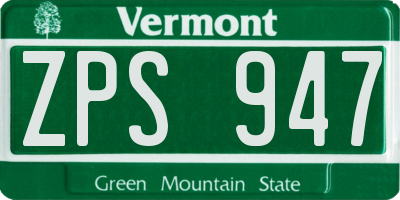 VT license plate ZPS947