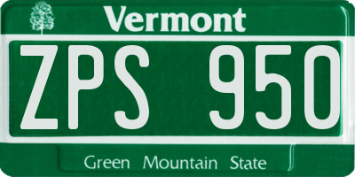 VT license plate ZPS950