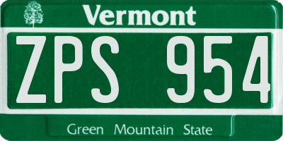 VT license plate ZPS954