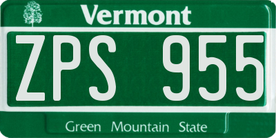 VT license plate ZPS955