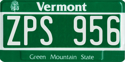 VT license plate ZPS956