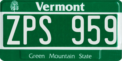 VT license plate ZPS959