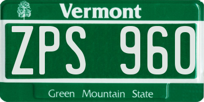VT license plate ZPS960