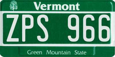 VT license plate ZPS966