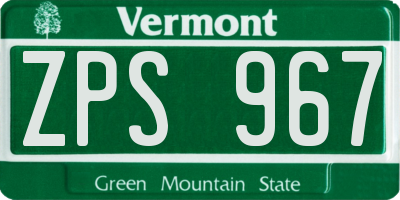 VT license plate ZPS967