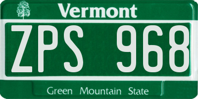 VT license plate ZPS968