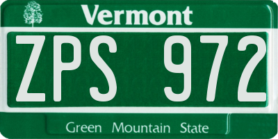 VT license plate ZPS972