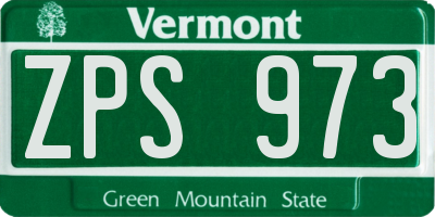 VT license plate ZPS973