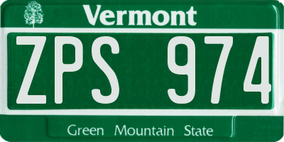 VT license plate ZPS974