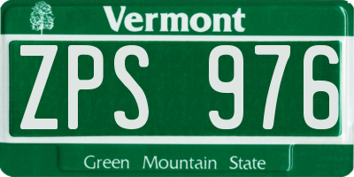 VT license plate ZPS976