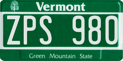 VT license plate ZPS980