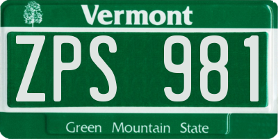 VT license plate ZPS981